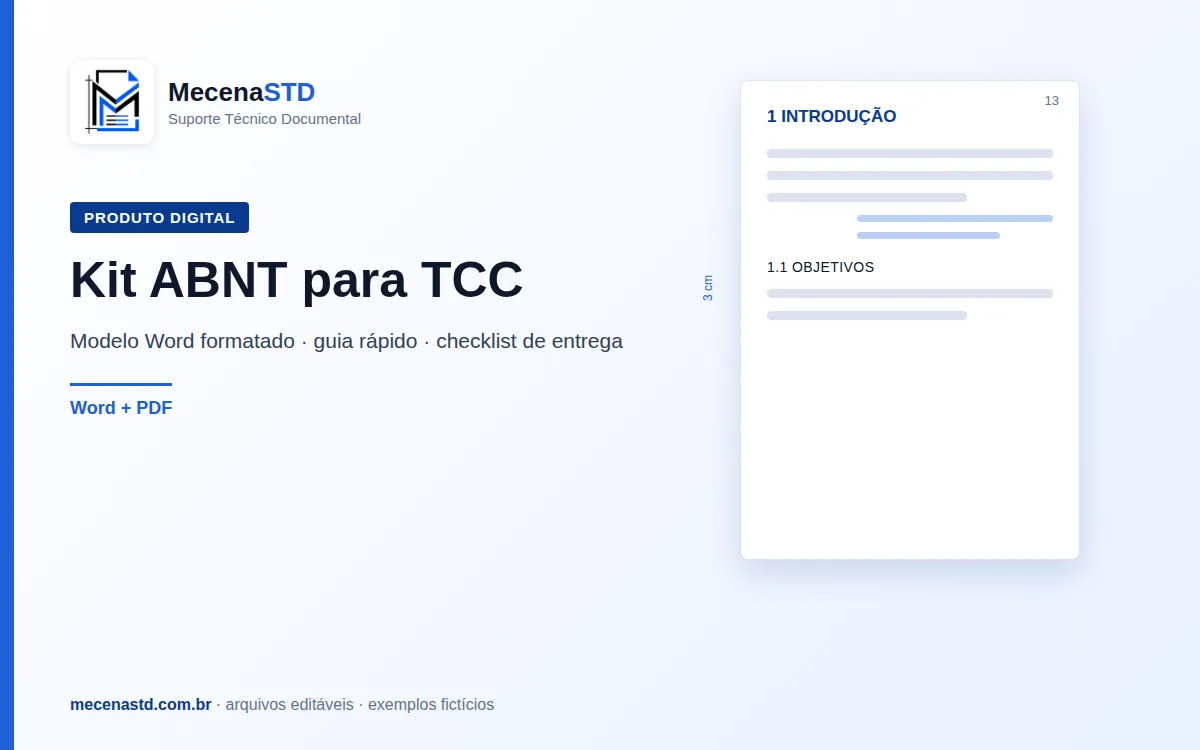 Kit ABNT para TCC: modelo Word formatado