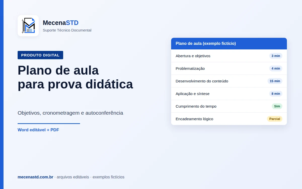 Modelo de plano de aula para prova didática