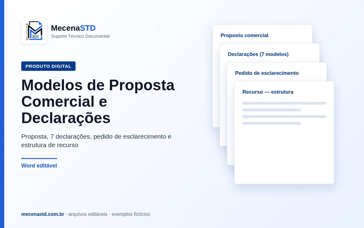 Modelos de Proposta Comercial e Declarações para Licitação