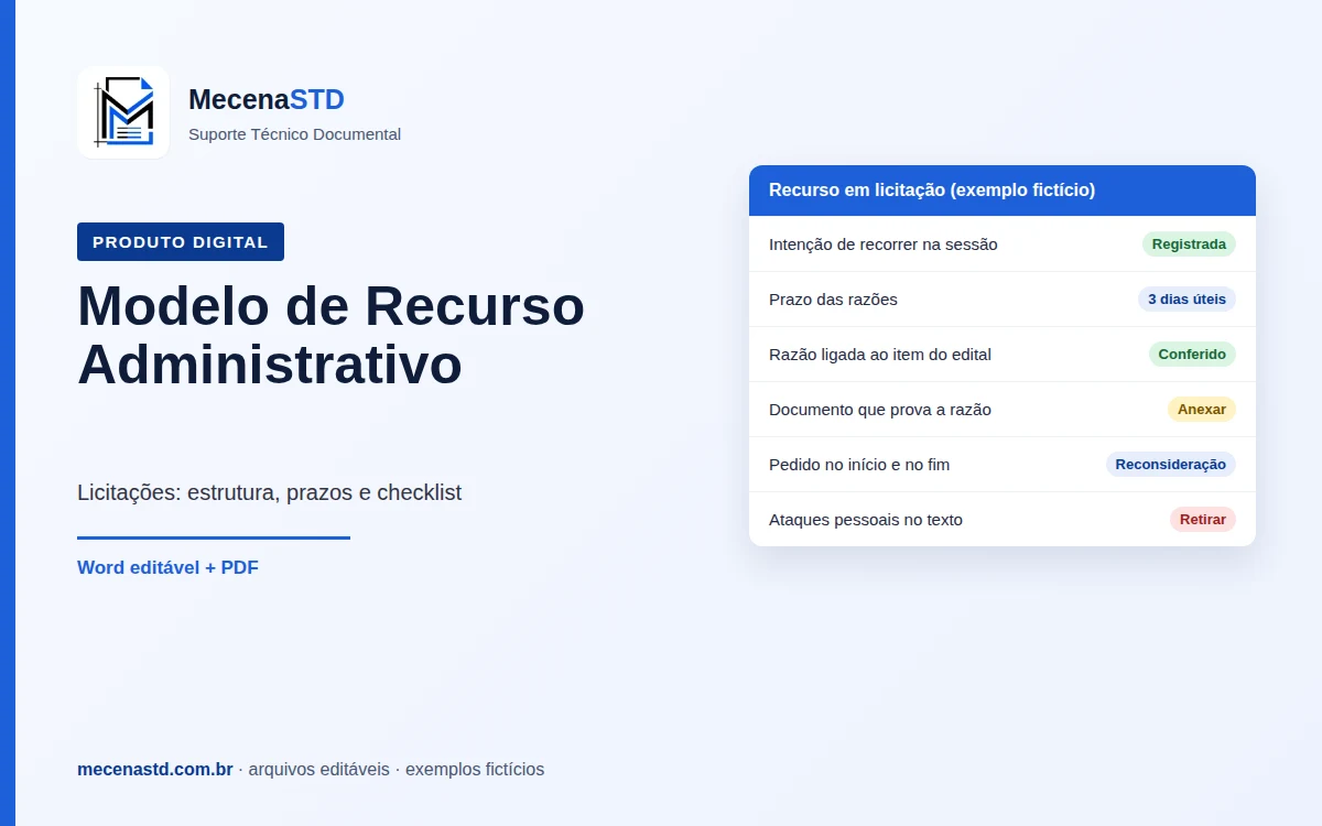 Modelo de Recurso Administrativo em Licitação