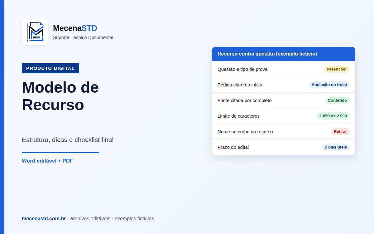 Modelo de Recurso contra Questão de Concurso